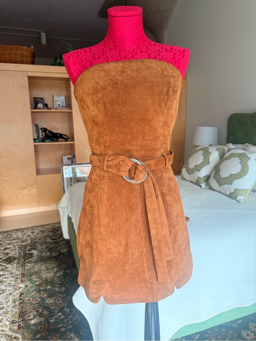 Free People Strapless Suede Mini Dress in Brown